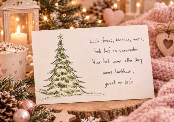Wenskaart Kerst - Kerstboom