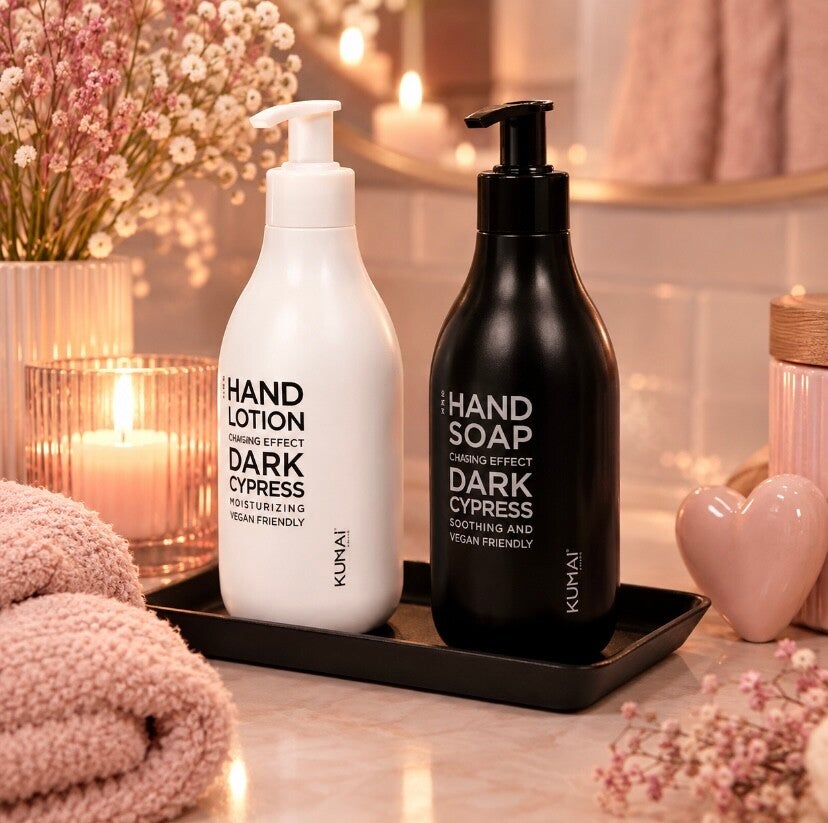 Dark Cypress Giftbox Handzeep+Handlotion+Tray