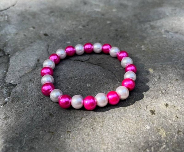 Armband met parels fuchsia/lila