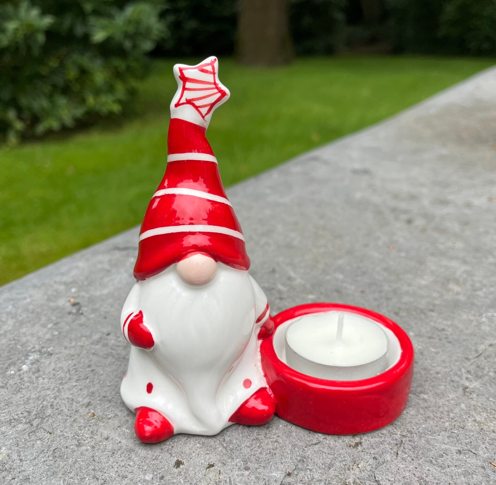 Keramische kerst theelichthouder