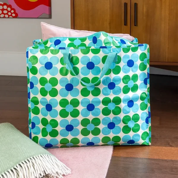 Waszak XL- Madeliefjes Blauw en groen