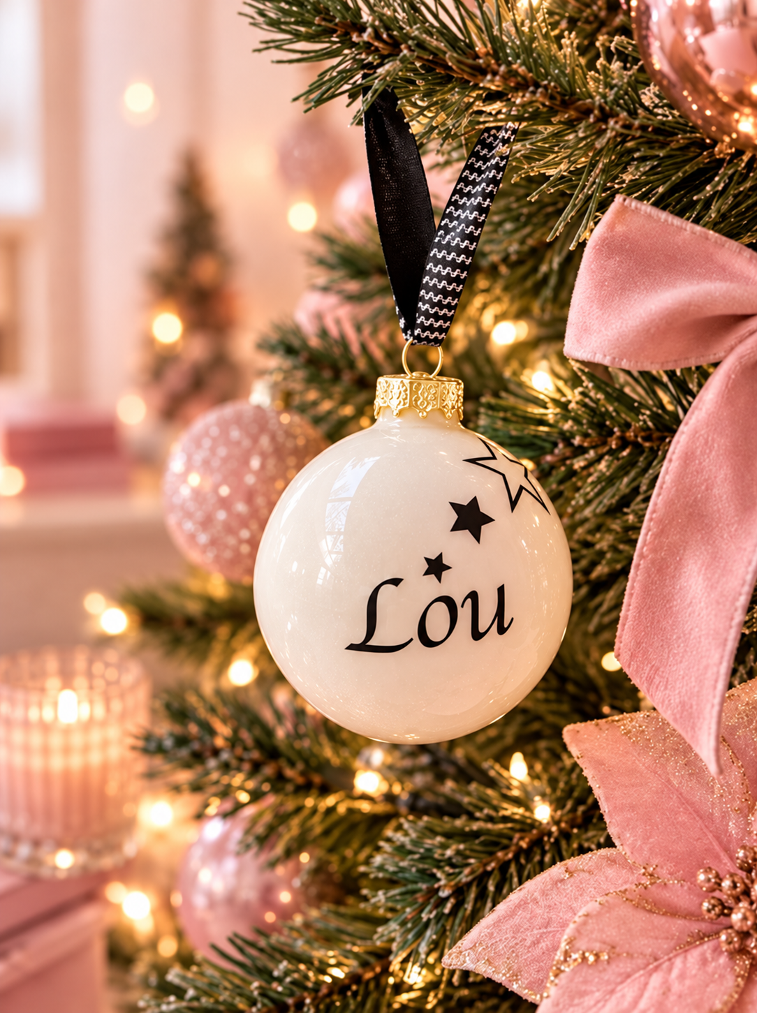 Kerstbal met naam 'kleur creme'