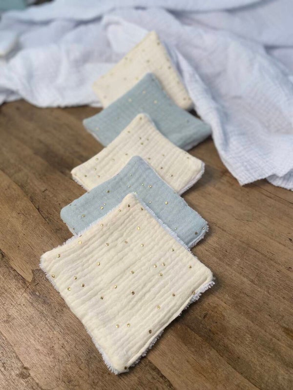 Patchwork 5 cotons lavables/lingettes bébé