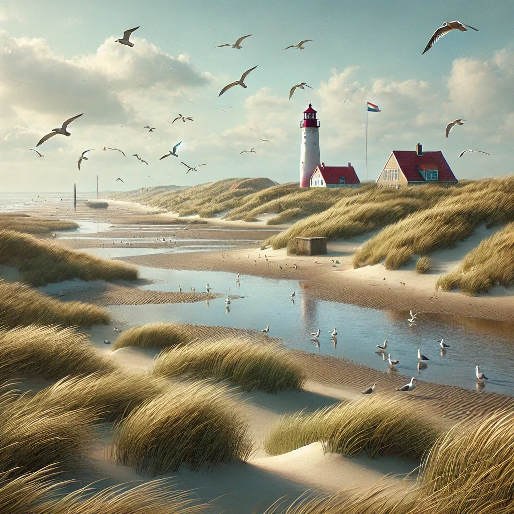 Waddenlandschap met een vuurtoren