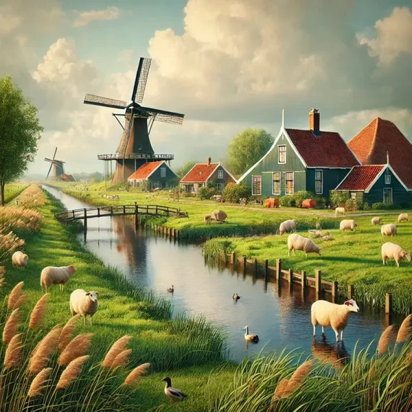 Hollands landschap met schapen