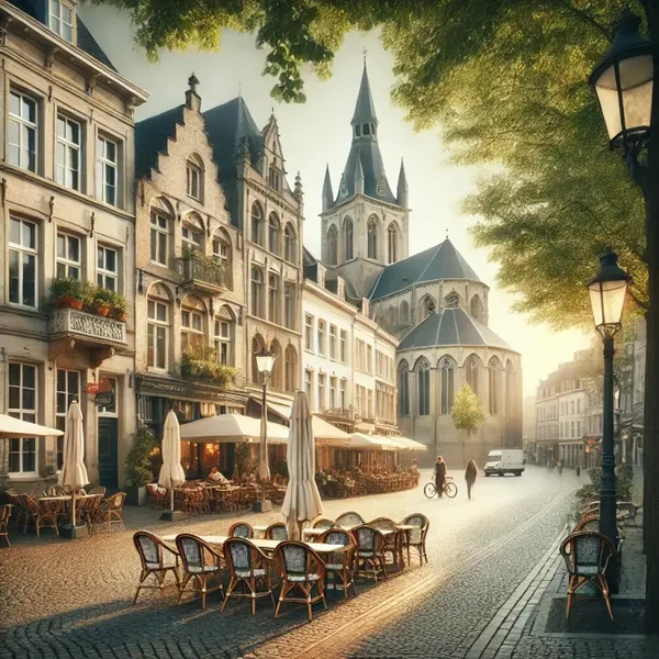 Nederlandse straat met een kerk