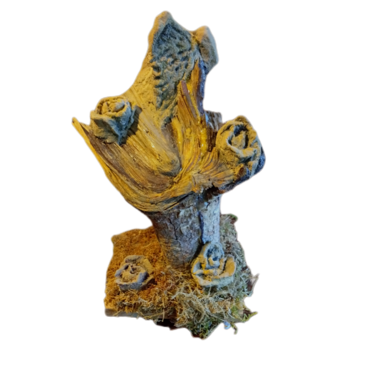 "Rosengold" Skulptur aus Holz und Rosen