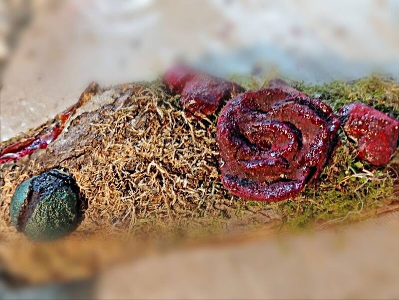 Natürliche Moosdeko, Ast mit Rosen und Käfer aus Beton, individuelle Tischdeko, in Schneverdingen Kunsthandwerk kaufen 