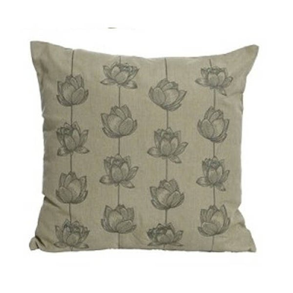 Buitenkussen beige met donkerbeige bloemen