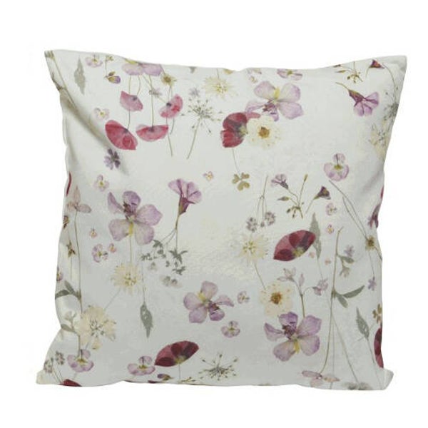 Buitenkussen wit met bloemen