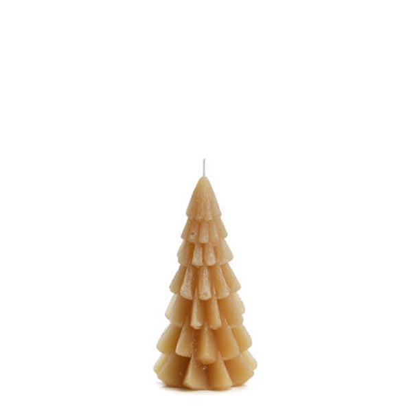 Kerstboom kaars toffeekleur 12cm