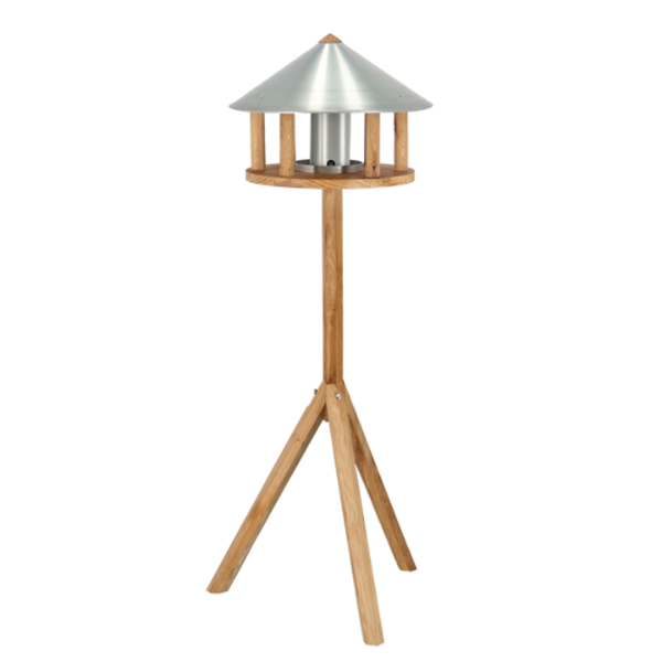 Vogel voedertafel eiken zinken dak met voedersilo