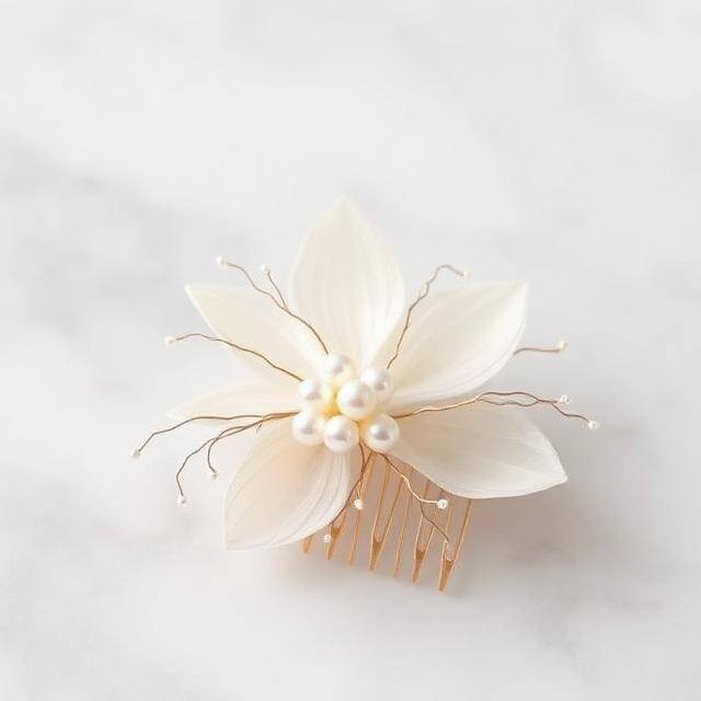 Peina Orquídea Marfil Pureza artesana Seda + pistilos cristal · Novia/Madrina