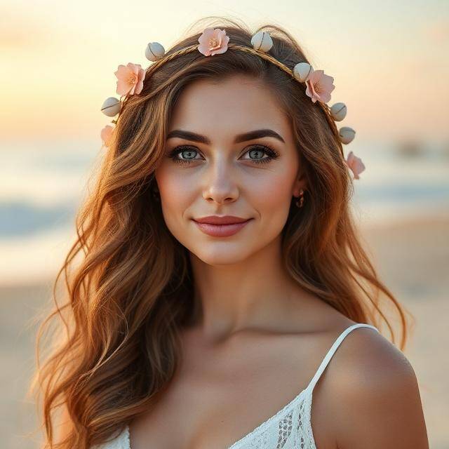 Corona Helena Rosas Romance boho Rosas preservadas nude + blanco · Playa