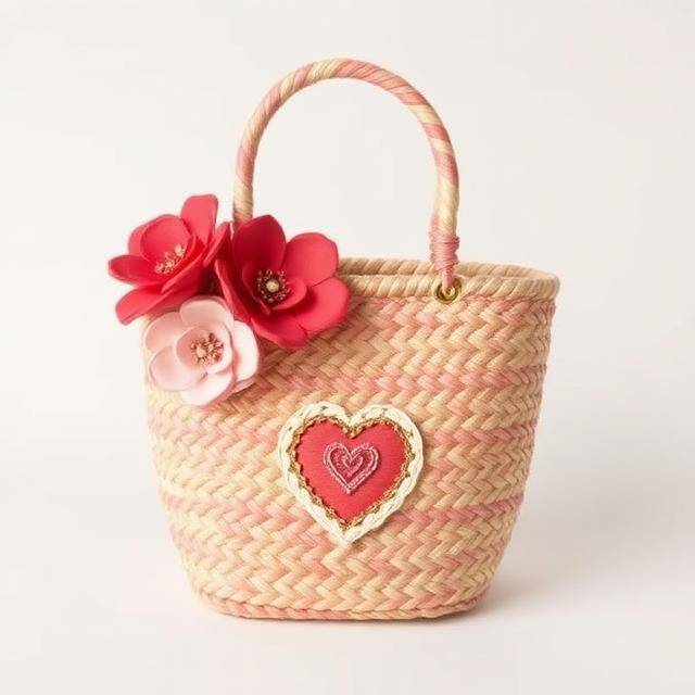 Capazo Bkarola Corazón Floral Corazón Bkarola Rafia + flores + corazón · Firma