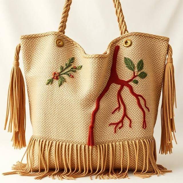 Shopper Bkarola Flecos Aves Vuelo libre Rafia + pájaros bordados · Poesía