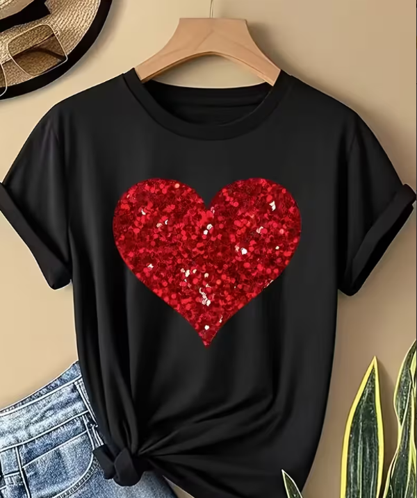 CAMISETA CORAZÓN GLITTER ROJO