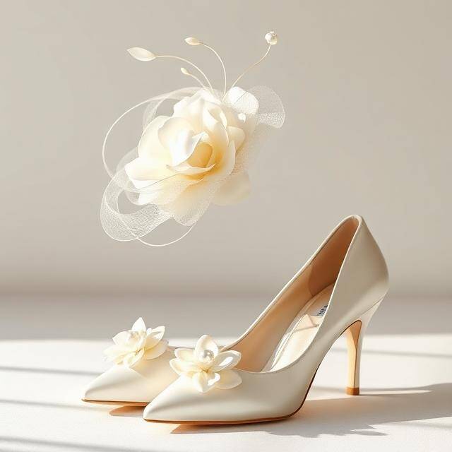 Set Novia Amor Eterno Perla Ligereza etérea Flor + velo birdcage + salón perla · Minimal