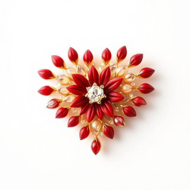 Escarapela Bkarola Fuego Pasión artesana Pétalos rojos + centro cristal · Statement