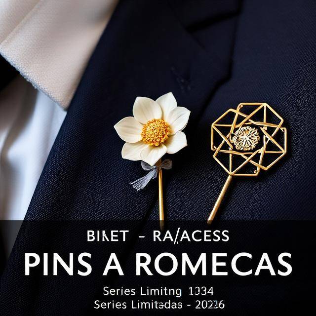Set Pins Romecas Trío con historia Flor nácar + geométrico oro · Coleccionable