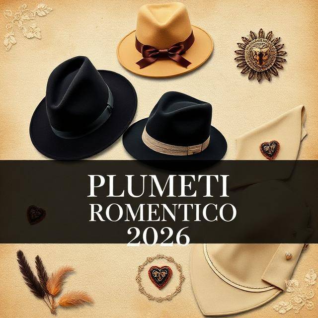 Pack Plumeti Romántico 2026 Tu sombrero, tu sello Fedoras + escarapelas + plumas · Atelier