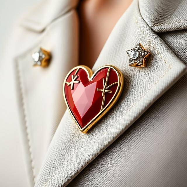 Corazón Solapa Bkarola Latido en rojo Esmalte + borde oro · Firma de amor