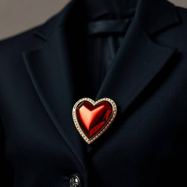 Corazón Solapa Oro Amor eterno Esmalte rojo + marco oro viejo · Clásico