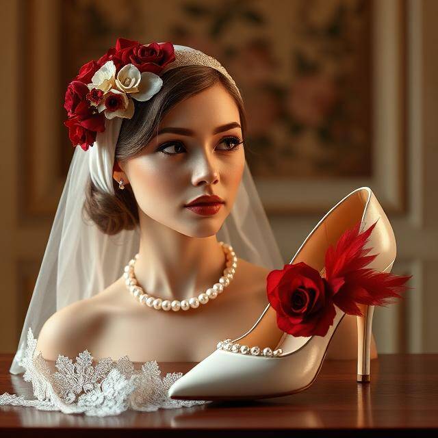 Set Novia Amor Eterno Burdeos Pasión nupcial Tocado flores burdeos + salón marfil · Color con clase