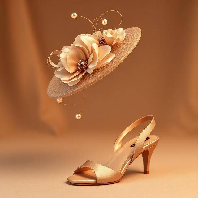 Set Novia Amor Eterno Champán Elegancia atemporal Plato flores nude + sandalia tacón · Sofisticada