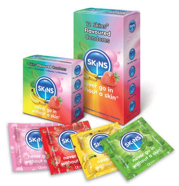 SKINS - CONDOM DIVERSES SAVEURS 12 UNITÉS