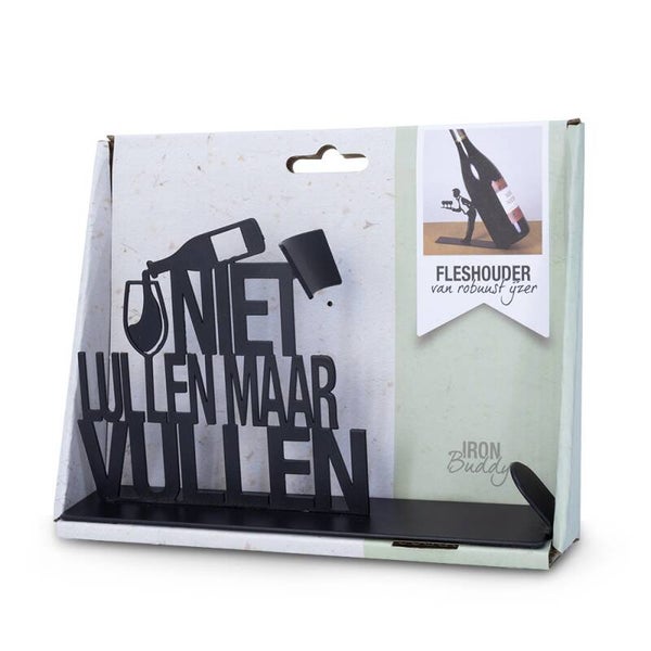 Metalen wijnfles standaard.