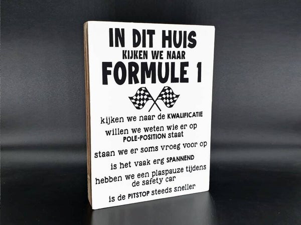 F1 houten tekstblok
