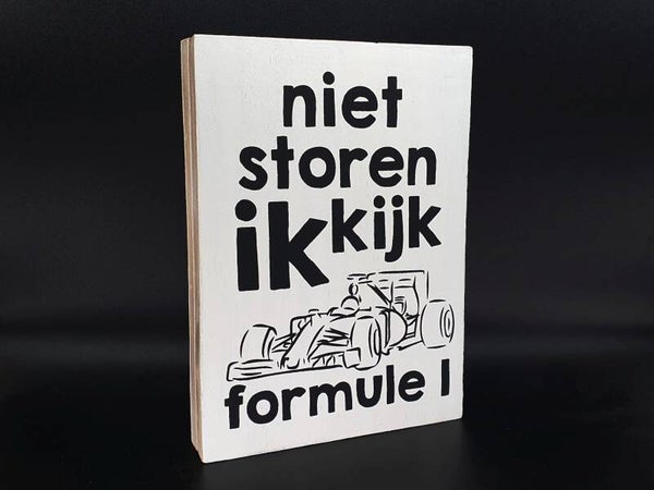 Houten tekstbord F1