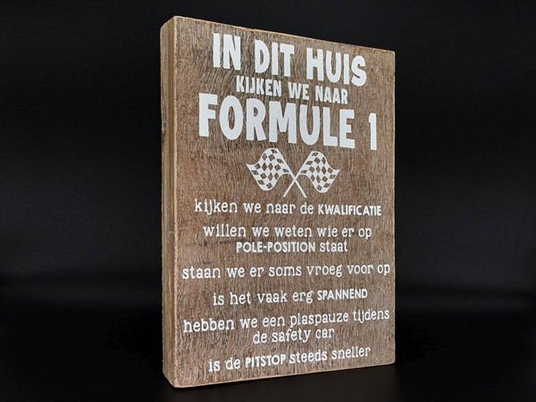 F1 houten tekstblok