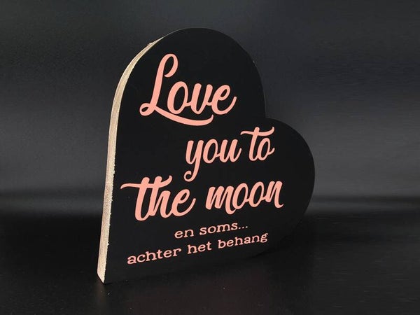 Houten tekst hart groot.