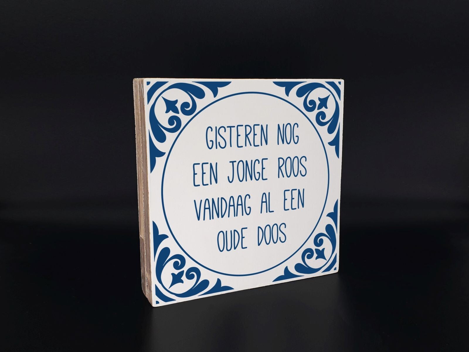 Delftsblauw houten tekstblok