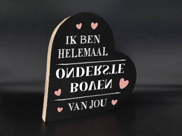 Houten tekst hart groot.