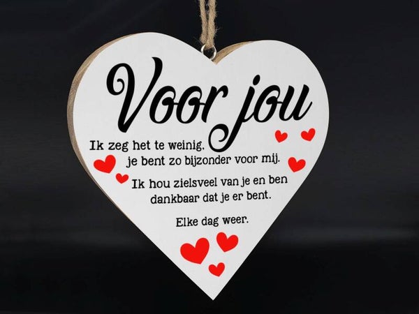 Houten hangend hart groot.