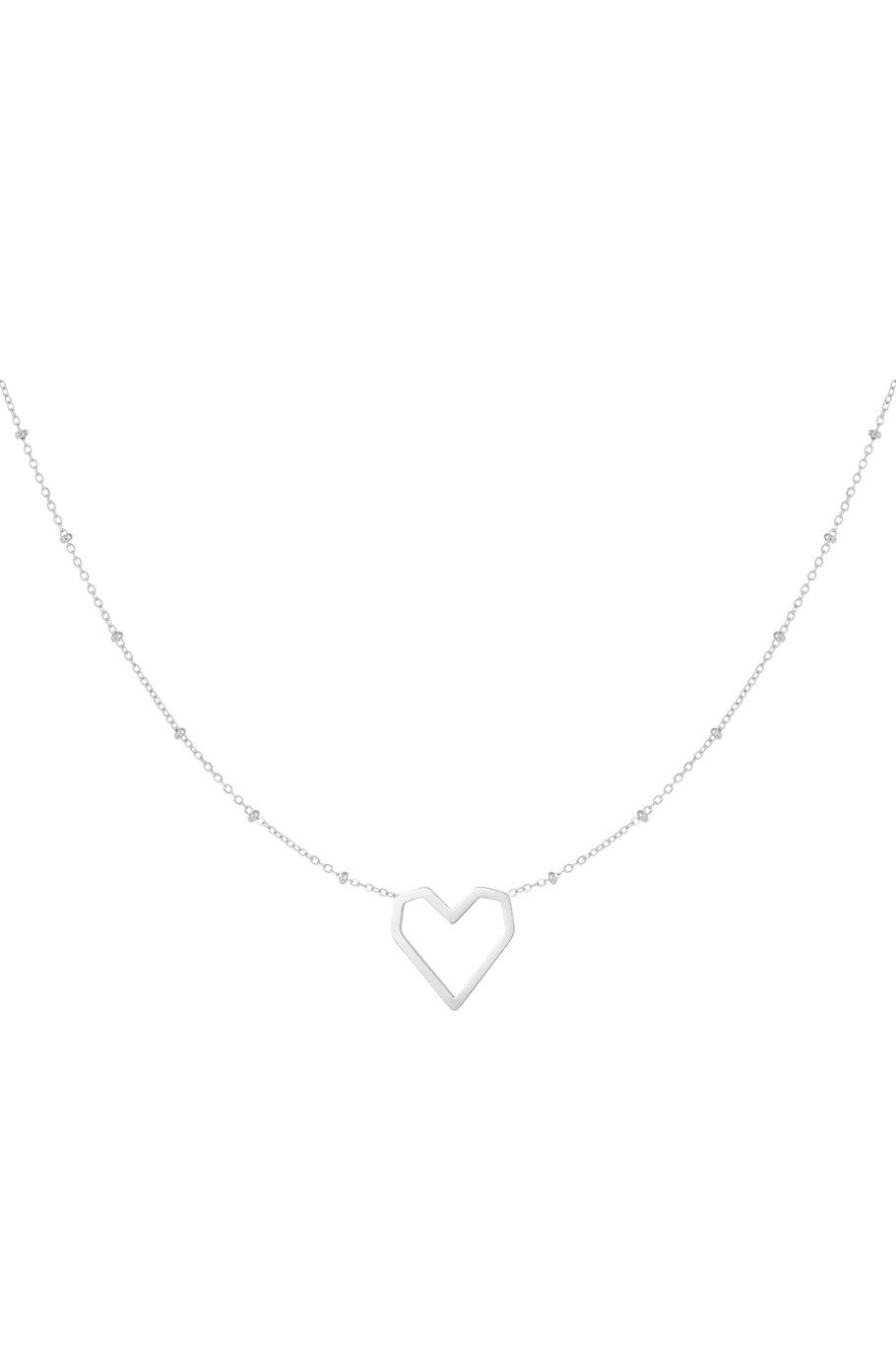 Ketting hart met dots - zilver