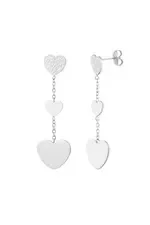 Oorbellen 3 hartjes - zilver