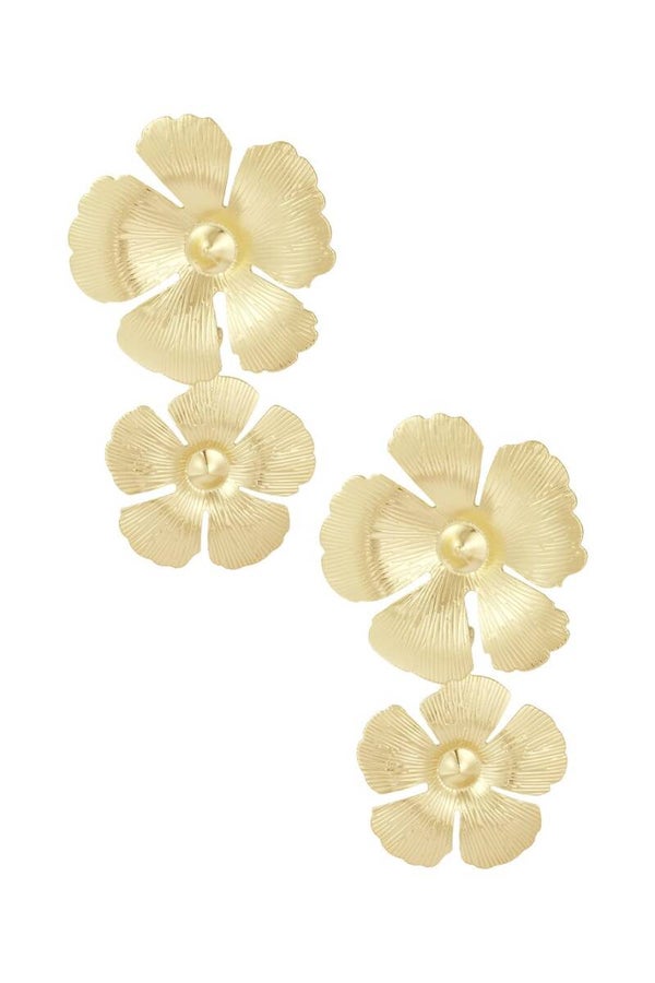 Oorbellen twin flower - goud