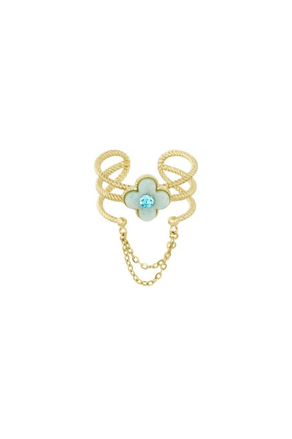 Ring bloem ketting - groen zwart