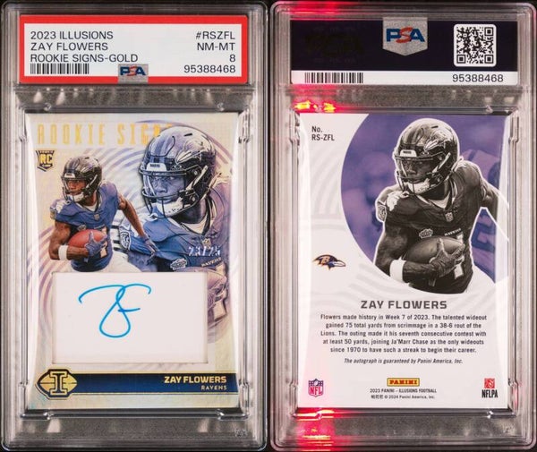 Zay Flowers #RS-ZFL - 2023 Panini Illusions - Graded 8 PSA