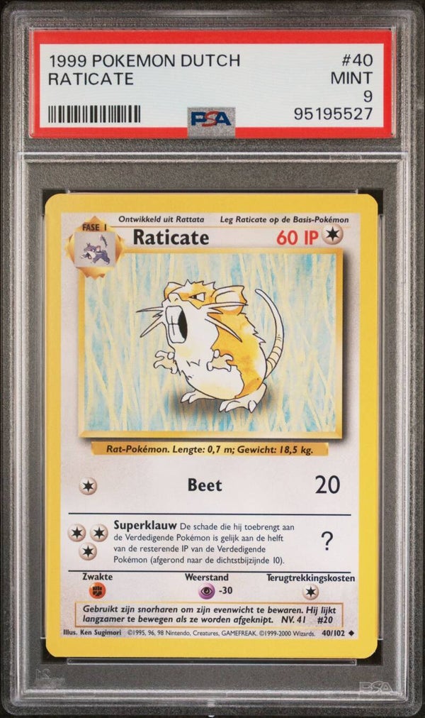 Raticate 40/102 Base - Dutch - Graded 9 PSA