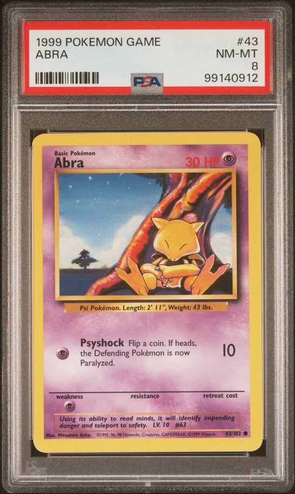 Abra 43/102 Base - Graded 8 PSA