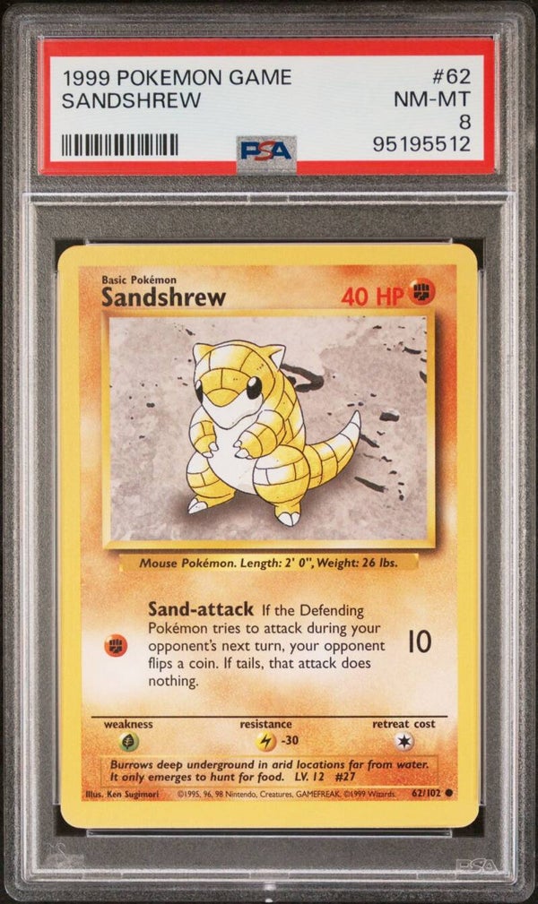 Sandshrew 62/102 Base - Graded 8 PSA