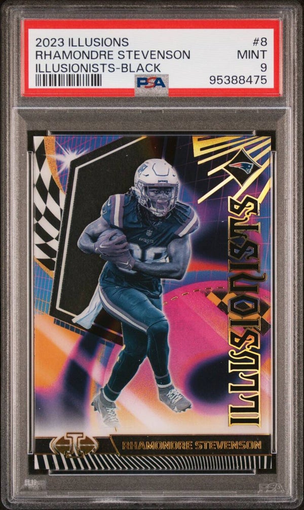 Rhamondre Stevenson #8 - 2023 Panini Illusions - Graded 9 PSA