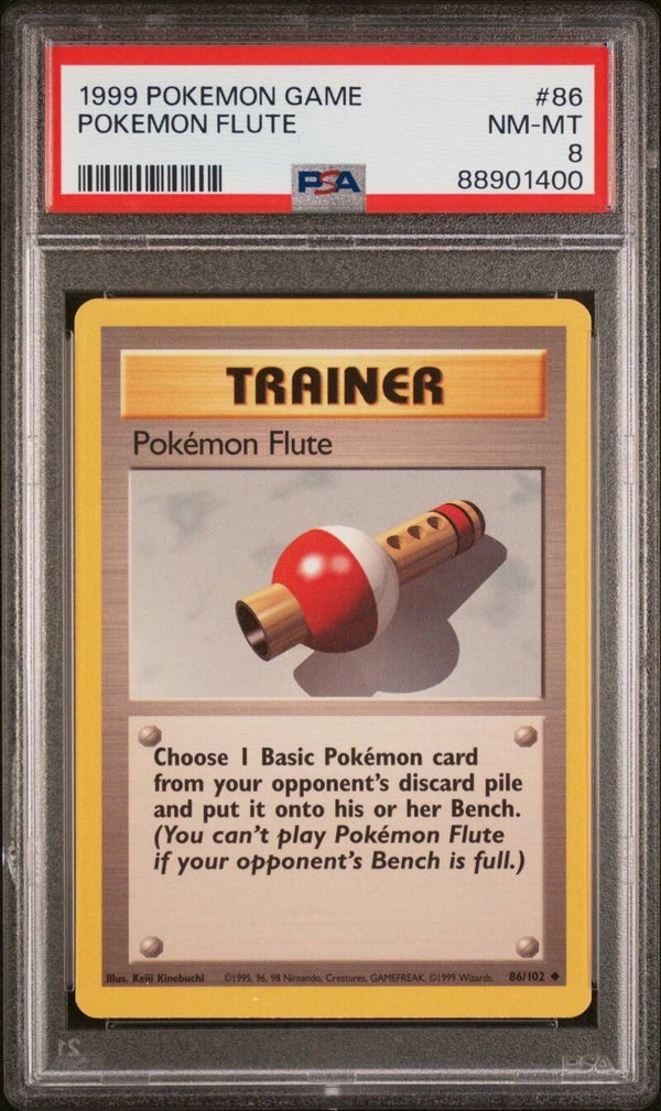 Trainer Pokemon Flute 86/102 Base - Graded 8 PSA