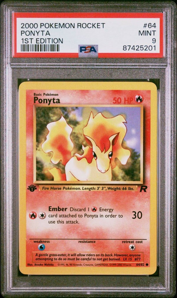Ponyta #64 Team Rocket - 1st edition - Graded 9 PSA