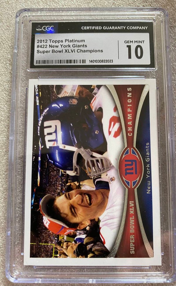 Super Bowl XLVI Champions  #422 - 2012 Topps Platinum - Graded 10 CGC